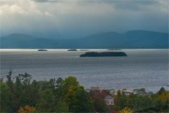 A campus near a lake