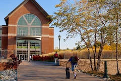Student Walking to Davis Center