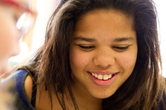 Middle school student smiling