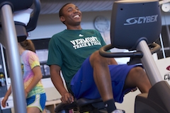 Studying exercising in fitness center