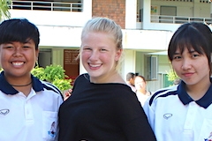 Meg Zeigler with students in Thailand as a Fulbright Scholar