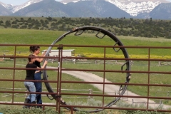Students doing farm chores