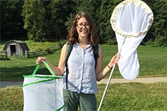 A female student with large catch nets