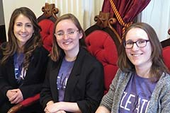 three female CESS students at the Vermont Statehouse