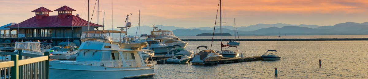 Burlington waterfront at sunset
