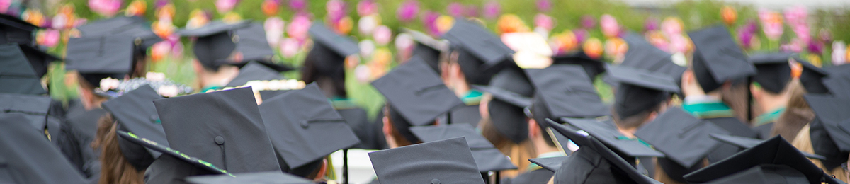 view of graduate caps at main ceremony