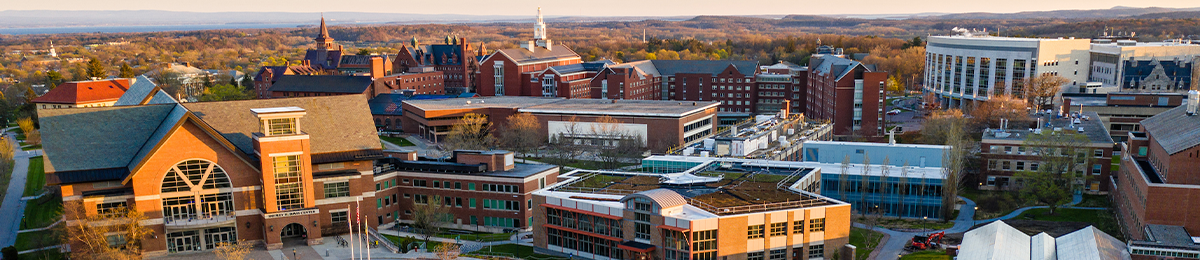 Panoramic view of campus and Lake Champlain