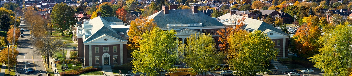 Arial view of Waterman, home of the registrar's office