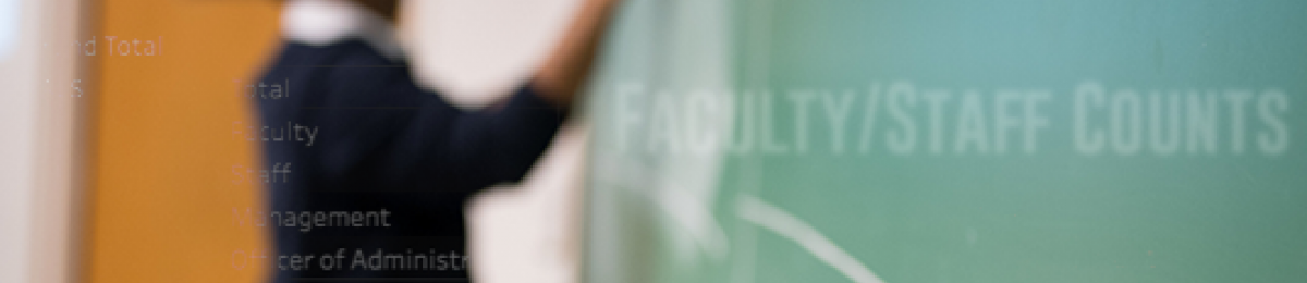 Professor at the black board, overlay text