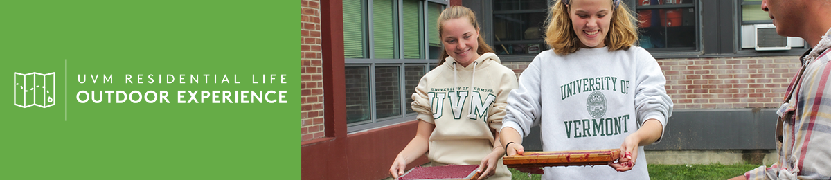 Students doing project outside res hall