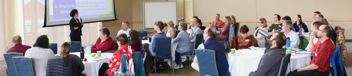 Staff Council Representatives attend a presentation by Provost Prelock at the Annual Retreat. 