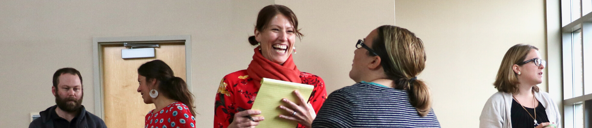 Staff Council Representatives mingle at the 2019 Staff Council Retreat.