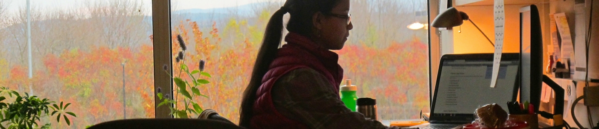 Student worker on laptop