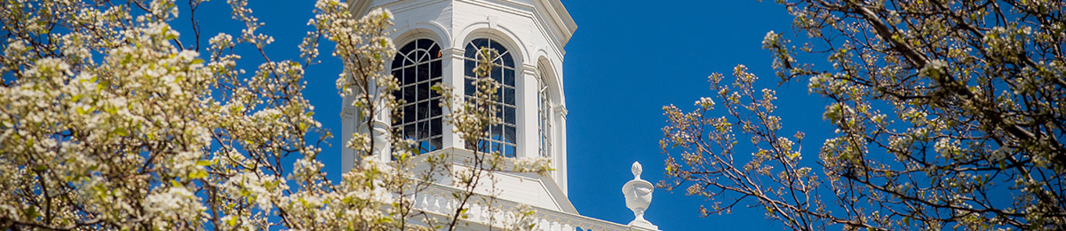 top of Ira Allen Chapel against blue sky