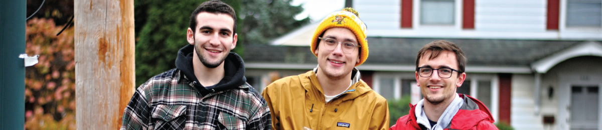 three students outside