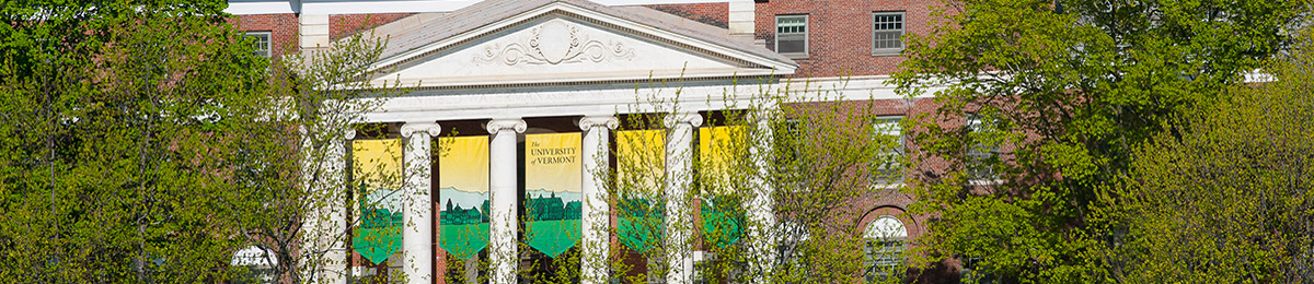 waterman building with banners hanging between pillers