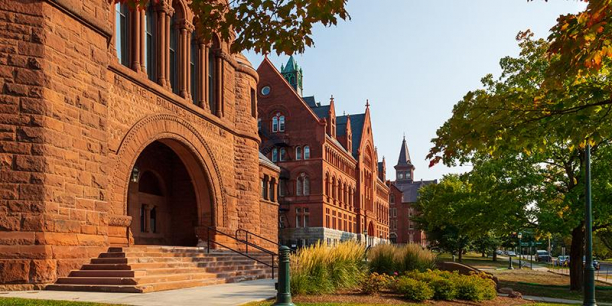 Billings Library and fall foliage on campus at the University of Vermont