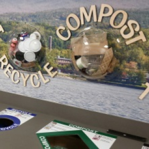Display examples of trash, recycling and compost 