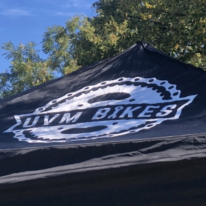 uvm co-op bike tent set up outside for students