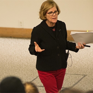 Professor lectures to her class