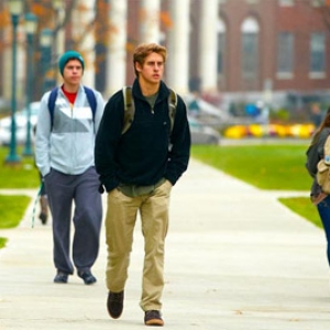 students walking on campus