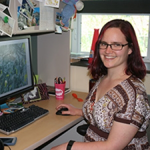 Anna Royar working at computer