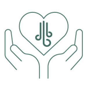 two hands hold a heart with a symbol of growth inside.