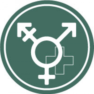 The transgender logo superimposed over a health cross