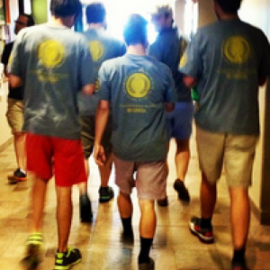 group of students walking