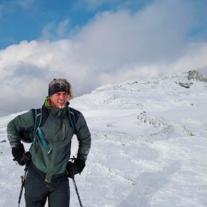 Dylan on a snowy mountaintop