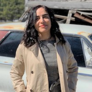 Masoumeh Khodaverdi outside