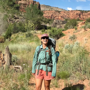 Sarah backpacking in the desert