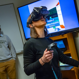 Engineering PhD students test virtual reality headsets for environmental research at the university of vermont (UVM(.