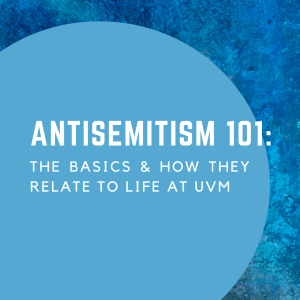 Program logo for "Antisemitism 101" training that includes a circle on an abstract background