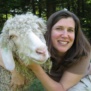 Lynn with a sheep named Garlic