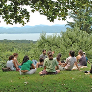 Instructor and students at Shelburne Farms