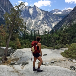 Miriam Kasten hiking hiker with mountains in the background