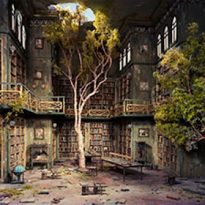 Detail of Lori Nix & Kathleen Gerber's "Library"