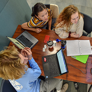 students at table