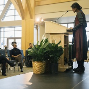 RSENR's Bindu Panikkar speaking at a conference
