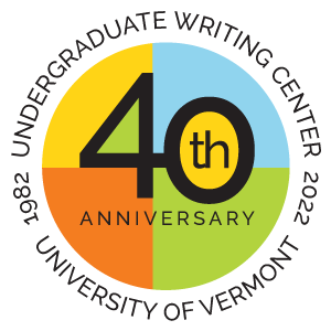 40th Anniversary, 1982-2022, Undergraduate Writing Center, University of Vermont