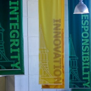 Banners in the Davis Center