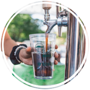 student pouring coffee