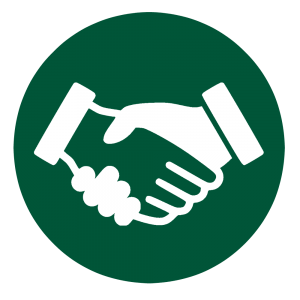 Green circle with handshake clipart.