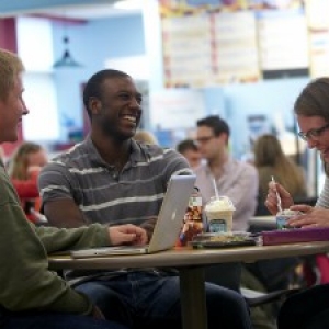 Students at Ben and Jerry's on campus.