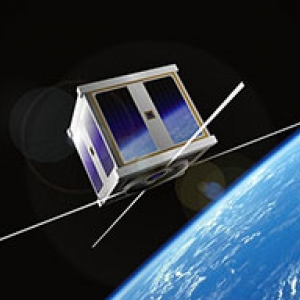 A nano satellite orbiting earth