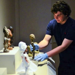 Student working on sculpture