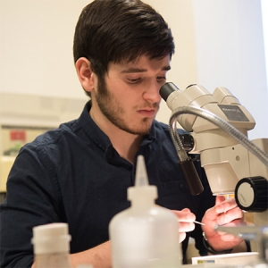 student in chemistry lab