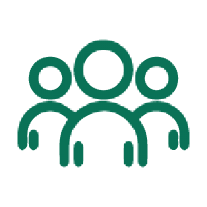 A line icon illustrating the outline of three people