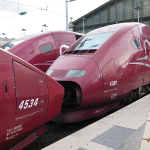 Parked high speed trains